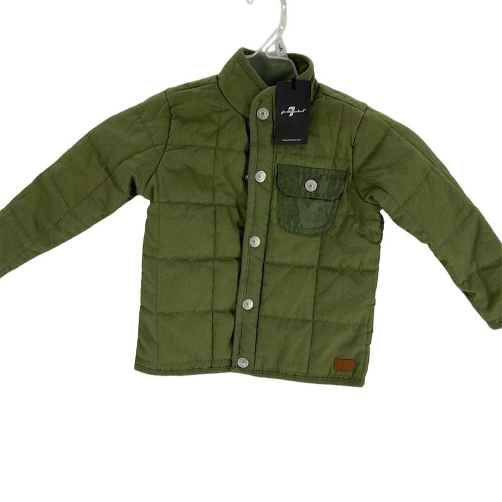 7 For All Mankind Toddler Boys Quilted Green Jacket Size 3T Casual NWT